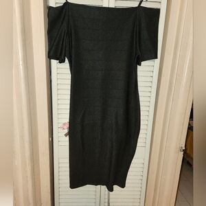 Love J black bandage off shoulder dress